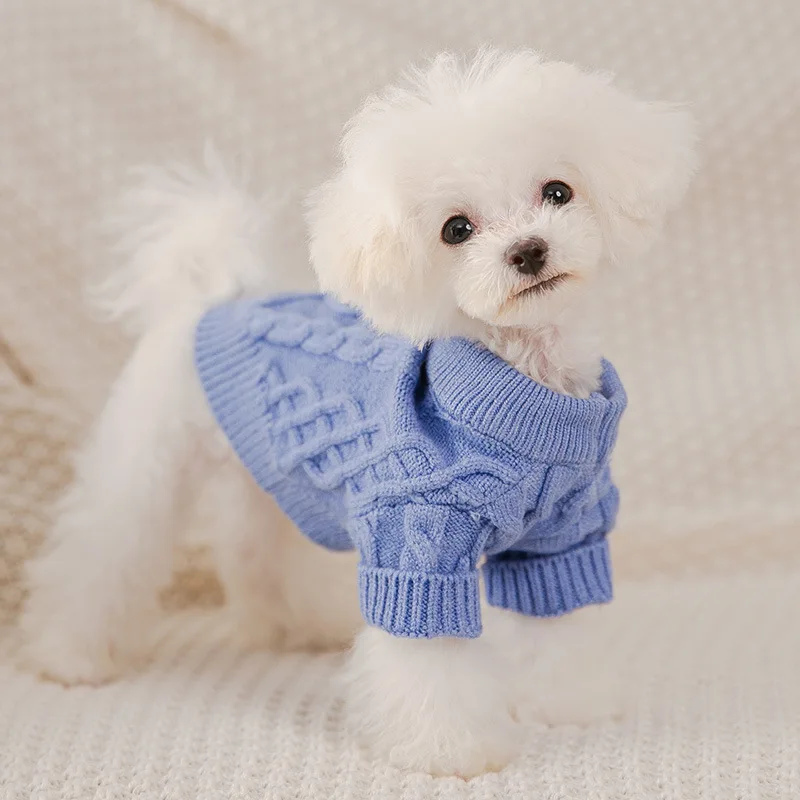 

New Autumn Winter Dog Twist Knitted Pullover Sweater Small Medium-sized Dog Warm Two Legged Clothes Cat Pet Clothes