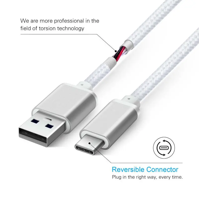 Нейлоновый USB Type C Быстрый зарядный кабель для Elephone E10 / PX Pro A6 Max P11 3D S8 U Z1