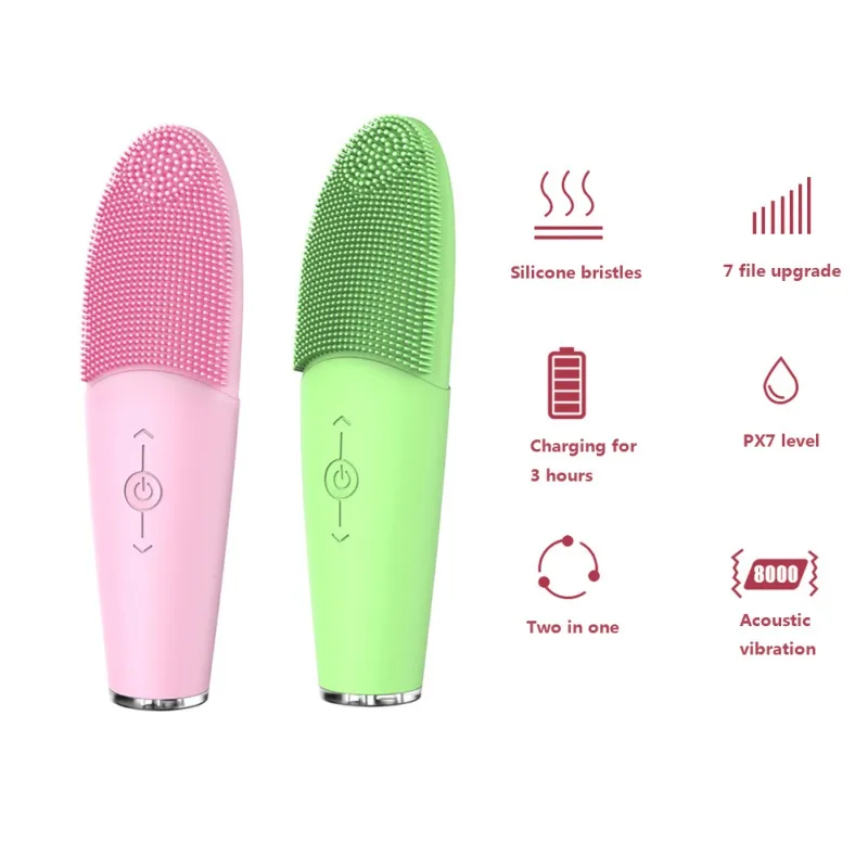 

Silicone Face Washing Machine Ultrasonic Vibration Waterproof Facial Cleansing Brush