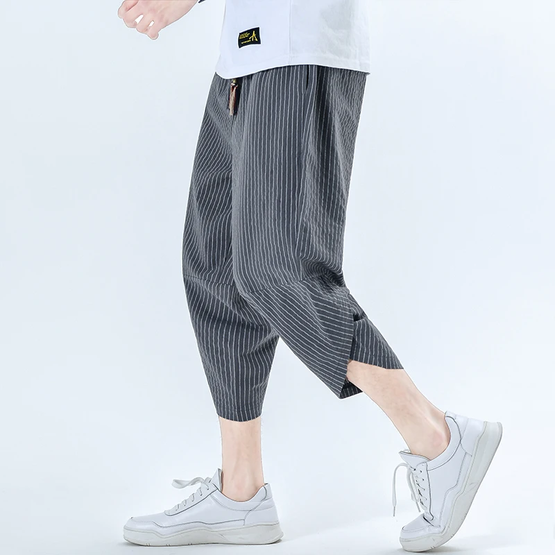 Мужские льняные брюки до щиколотки iiDossan повседневные женская и мужская Японская