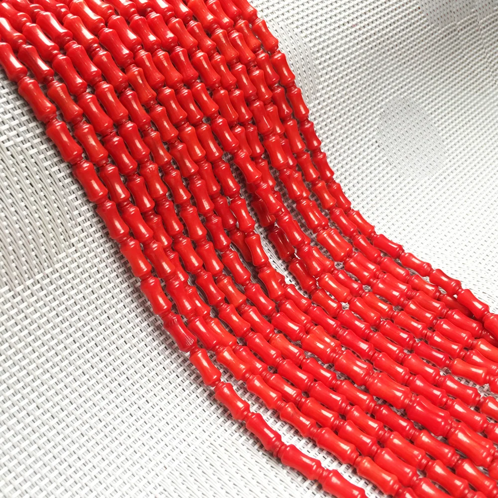 Модные бусины из натурального кораллового камня в форме кости разделители