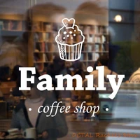 family coffee shop sticker dining room kitchen vinyl wall for window cafe decor mug cup cake