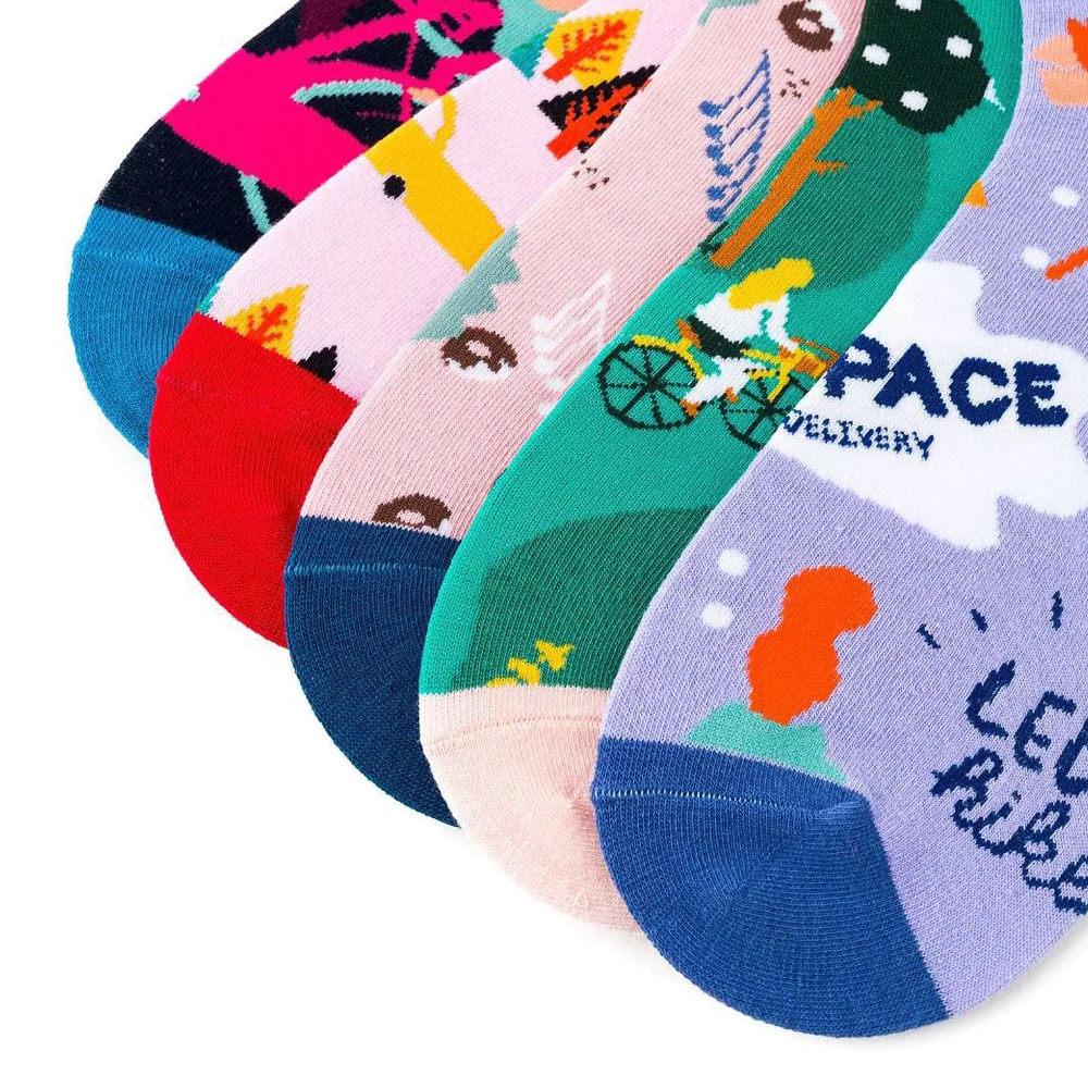Цветные хлопковые смешные носки с изображением велосипеда собаки дерева