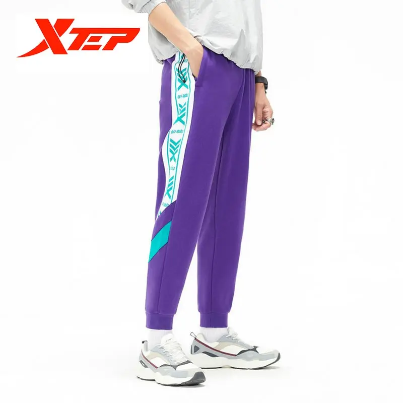 Спортивные Вязаные брюки Xtep мужские спортивные однотонные повседневные с