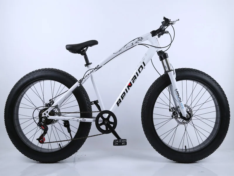 white 4,0 fat bike 24 и 26 дюймов горный велосипед 7 Переменная скорость Снег велосипед амортизирующий пляж велосипед большая шина горный велосипед - Цвет: white