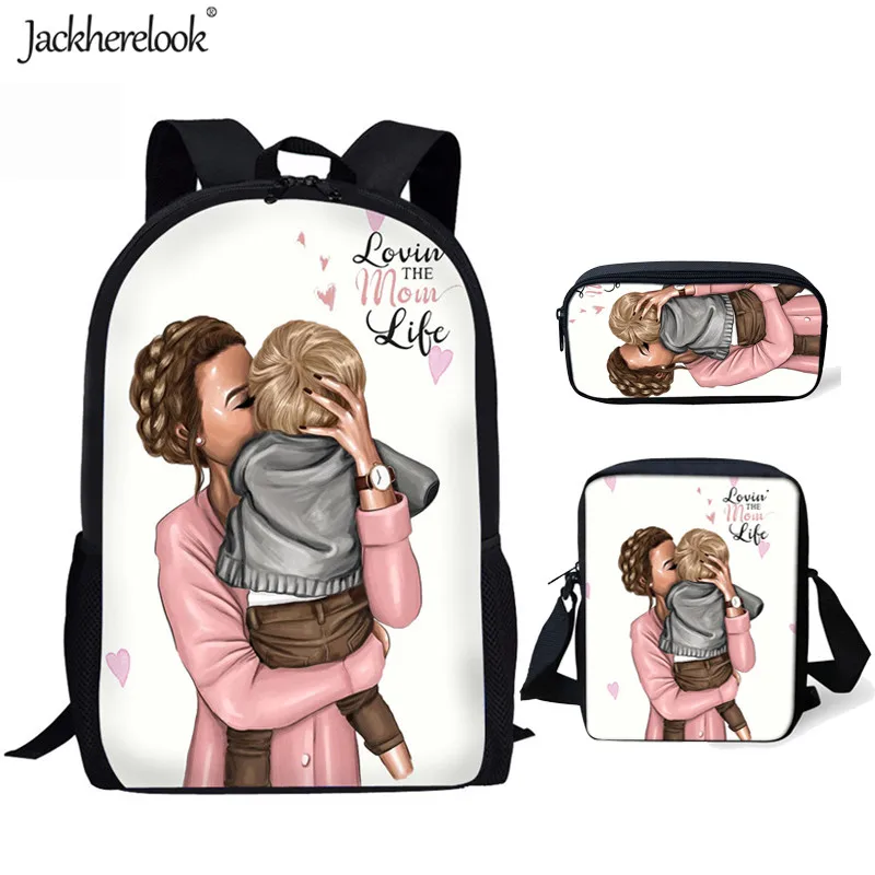 HMA171CEK Jackherelook 3 компл./шт. Школьные сумки супер мама печати ранец для детского сада Bookbag дети рюкзак для подростков мальчиков девочек - Цвет: HMA171CEK