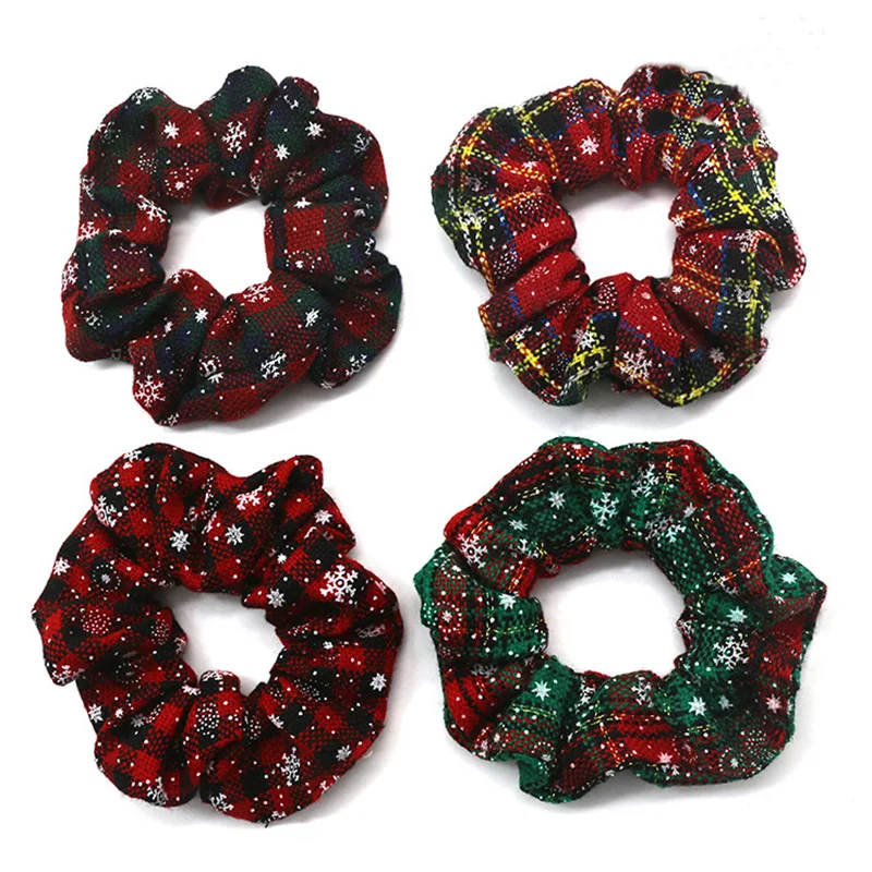 Модная Рождественская фланелевая большая резинка для волос Европейская и