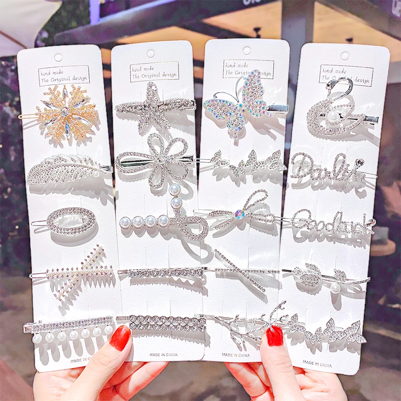 

Заколки для волос женские, с блестящими кристаллами, 5 шт./компл.