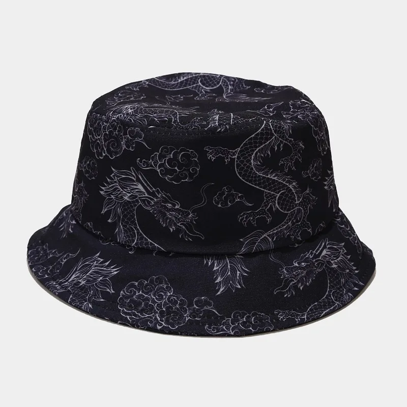 2020 New Chinese Dragon Bucket Hat Cloud Chapeau Fashion Fishing Printed Fire Bob Caps Women Men Panama Summer Sun Cap | Аксессуары для