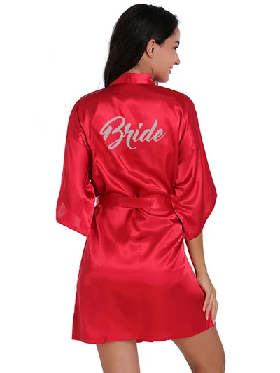 Одежда для невесты подружки с серебряными буквами. Халаты пижамы банный халат ночная рубашка. Женское