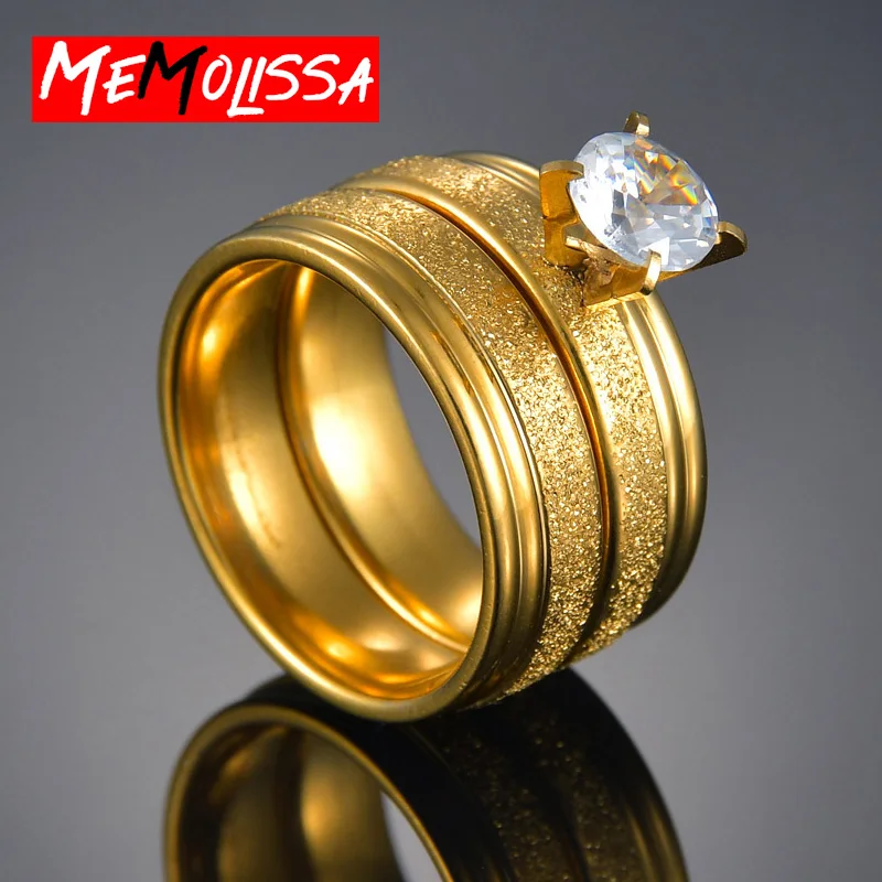 Обручальное кольцо из нержавеющей стали для влюбленных IP золотого цвета с