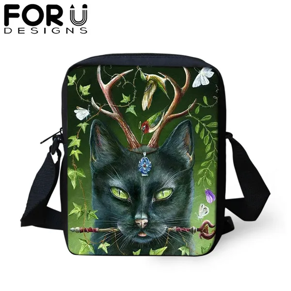 FORUDESIGNS/сумка-мессенджер с мультяшным готическим котом для девочки-подростка, новинка, сумка на плечо для женщин и детей, мини-сумка через плечо, кошелек - Цвет: CDGX1428E
