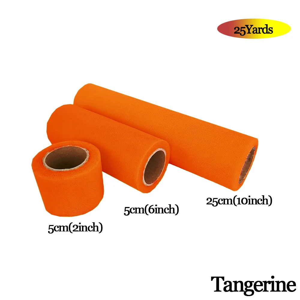TANGERINE Фатиновая юбка-пачка из органзы в рулоне 5 см, 15 см, 25 см, розовый, синий цвет, Тюлевая юбка-пачка из органзы, вечерние украшения для девочек 25 лет - Цвет: TANGERINE