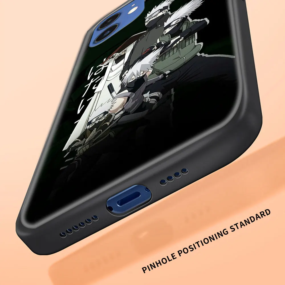 

Phone Case For iPhone 11 Pro 12 Pro Max XR 7 8 SE 2020 X XS Max 6 7 8 Plus Luxury Black Shell Cover Naruto Kakashi Sasuke