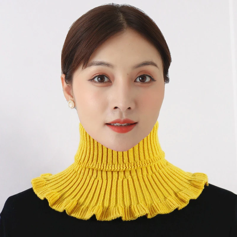 

Women Turtleneck Ribbed Knit False False Collar Winter Windproof Wrap Scarf