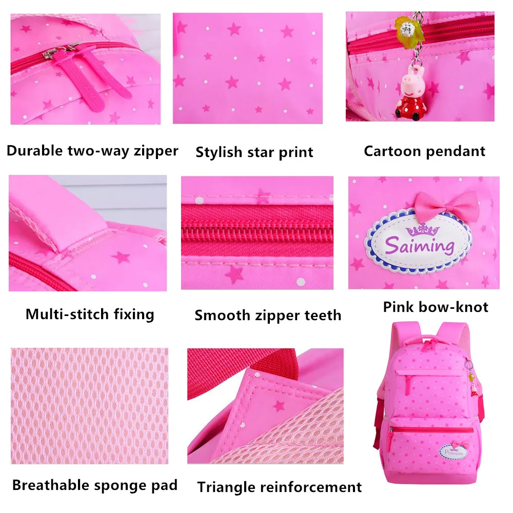 

3 in 1 Teenagers Girls Backpacks Set School Bags Star print Elementary School Backpacks Mochila Durable Kids Bookbag Cute Purse