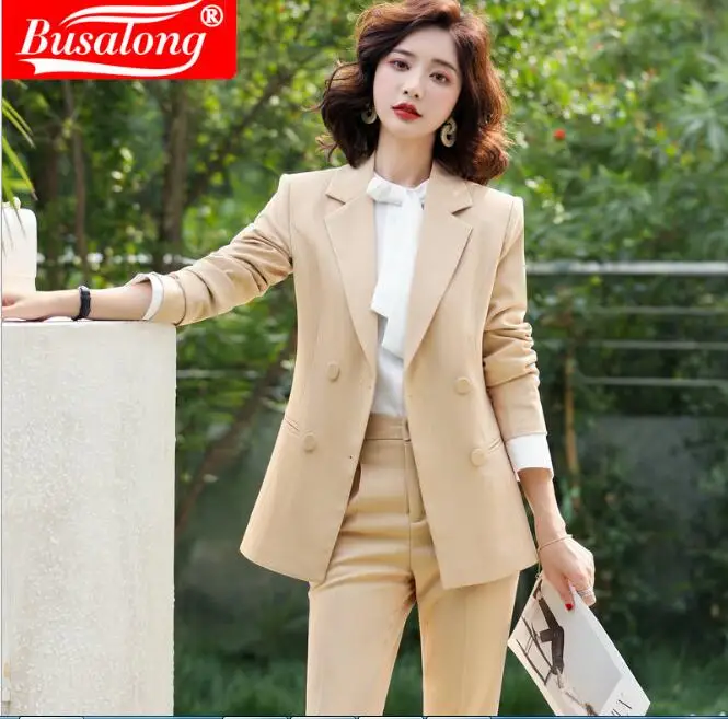 Костюм с широкими брюками двубортная Женская одежда костюмы 2 и комплекты