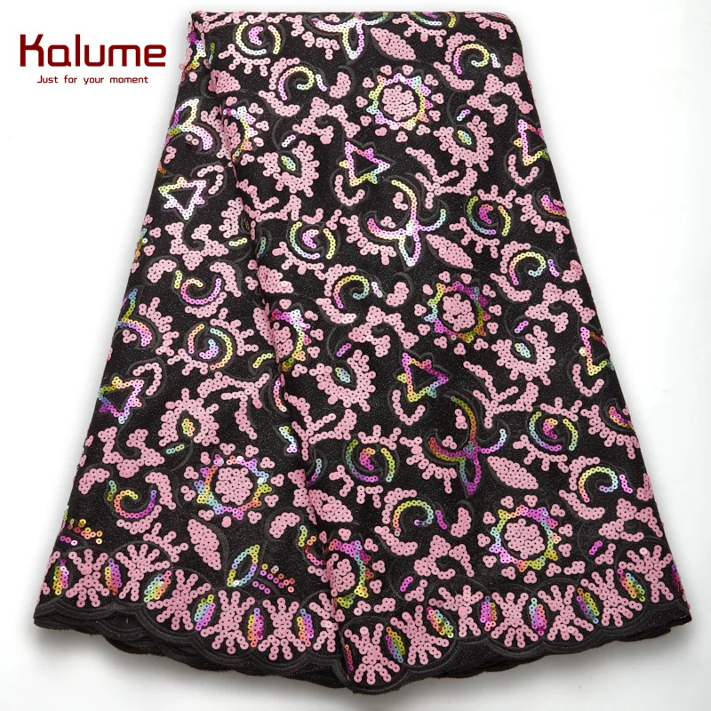Африканская бархатная кружевная ткань Kalume, 2021 блесток, нигерийская французская бархатная кружевная ткань высокого качества для шитвечерние вечерних платьев H2626