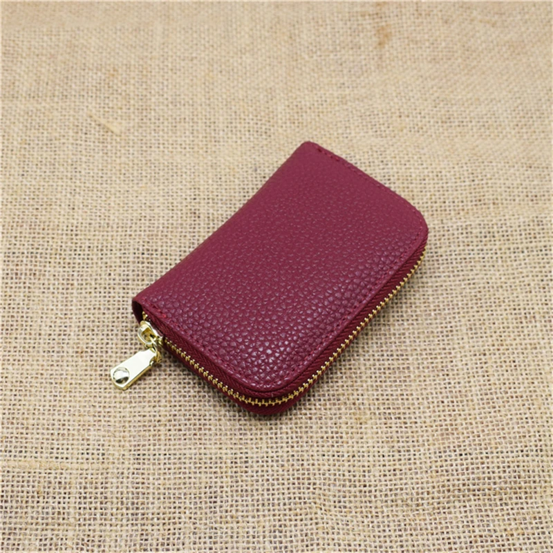 new burgundy Западный благоприятный женский бизнес-держатель для карт, красный, черный, синий, оранжевый, унисекс, кошелек для карт, на молнии, банк/ID/кредитный держатель для карт, кошелек - Цвет: new burgundy