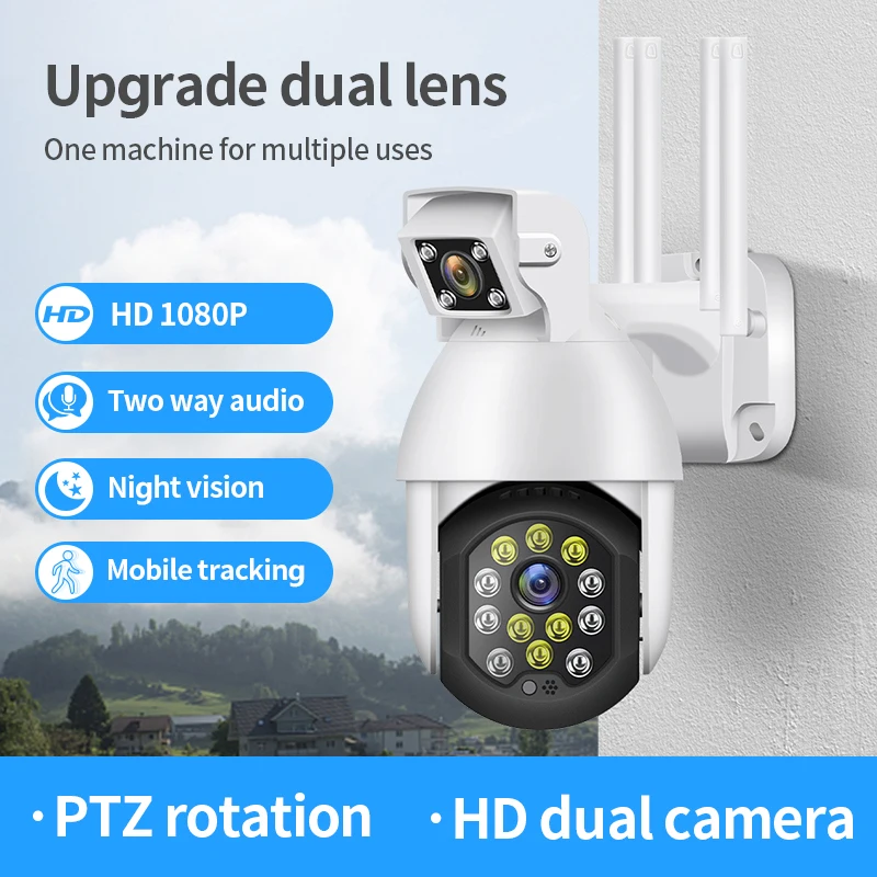 Фото 2020 PZT IP-камера с двумя объективами Wi-Fi камера наружного наблюдения