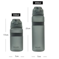 6 colors portable material water bottle with straw outdoor sport fitness drinking bottles durable plastic bottle