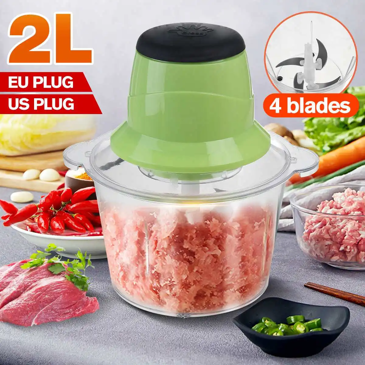 

110V 220V Electric Kitchen Chopper Garlic Masher Meat Grinder Food Garlic Vegetable Chopper Crusher Rechargeable Food Processor