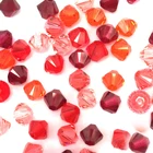 Бусины с биконами, 4 мм, розово-красные, для шитья