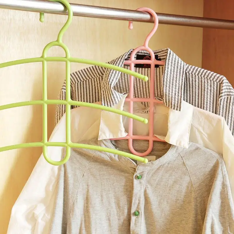 

1pc Multi-functional Three Layer Anti-skid Plastic Clothes Hanger Drying Fishbone Type Rack Wardrobe Wet and Dry Drying Hanger