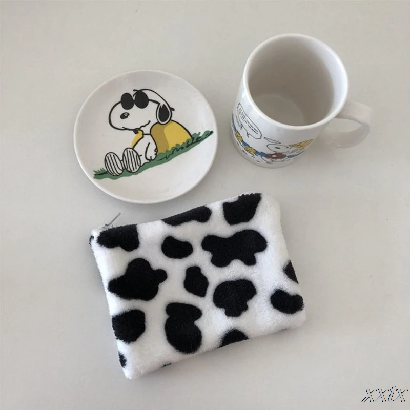 

Women Cartoon Cow Pattern Plush Coin Card Key Wallet Pouch Mini Purse Zipper Small Change Bag