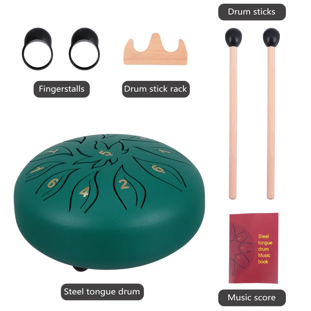 

1 Set Steel Tongue Drum 11 Tune Tongue Drum Instrument with Drum Stick Stand