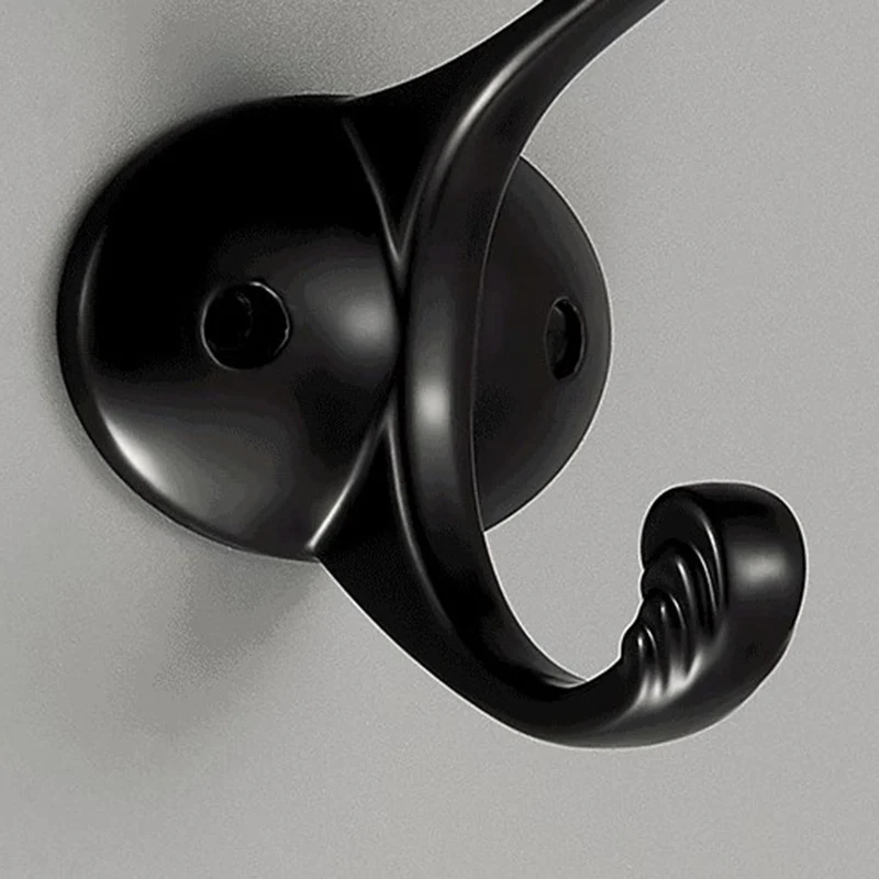 

Heavy Duty Coat Hooks Wall Mounted For Hat Hardware Dual Prong Retro Coat Hanger With 20 Screws Black Color