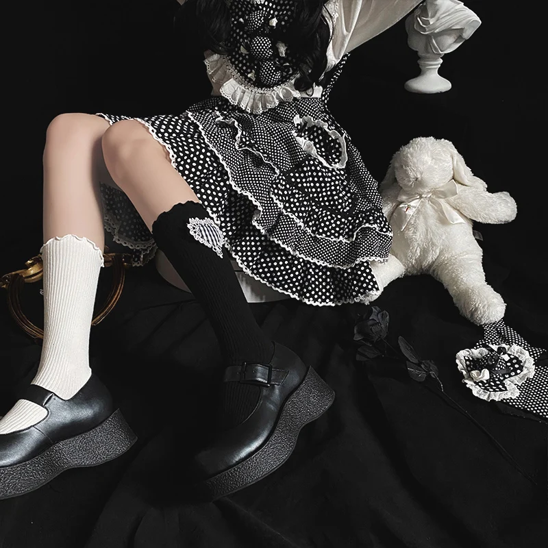 

Y Demo Harajuku Lolita Plaid Women Stocking Gothic Sweet Heart Streetwear Long Stocking Female 2021 Tide