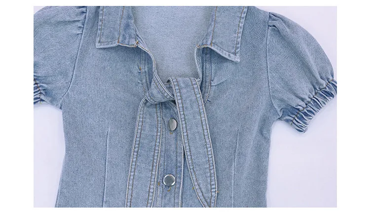 

Hot selling denim fashion dress summer new Puff Sleeve short sleeve girls mini dress children holiday dress denim dress ws1611
