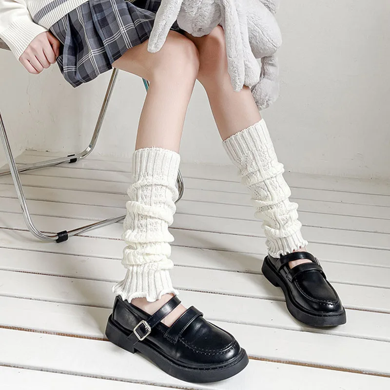 

New Fashion Women Japanese Lolita Sweet Girl Leg Warmers Knitted Foot Cover Women Autumn Winter Stripe Socks Heap Heap Socks
