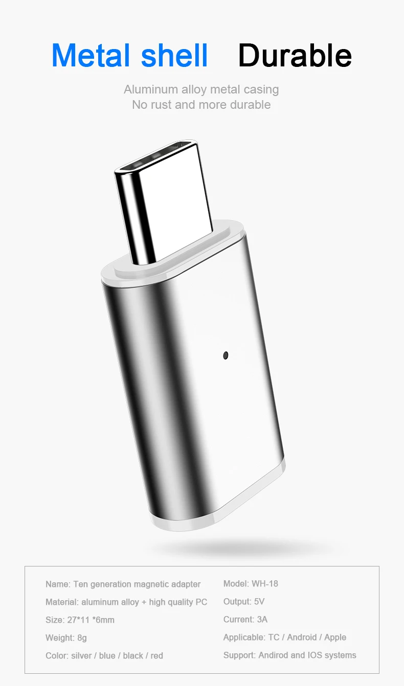 Магнитный USB C адаптер для iPhone XS X XR 8 7 поддержка QC3.0 8 Pin Micro usb type C зарядный разъем адаптер для huawei samsung