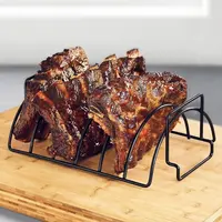 Non-Stick Rib Shelf Stand Barbecue Rib and Roast Rack Stainless Steel Grilling BBQ Chicken Beef Ribs Rack Grilling basket