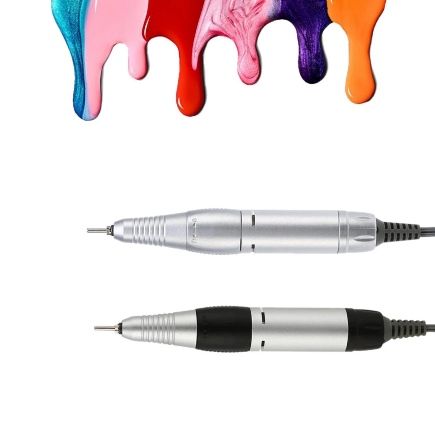 2x Electric Nail Art Drill Pen Handle File Polish Grind Machine Handpiece Manicure Pedicure Tool Silver color &amp Black | Красота и