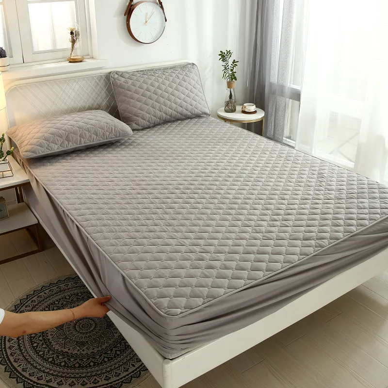 

Elastic Bed Mattress Cover Washable Queen Bed Cover Breathable Solid Color Mattress Cover Cotton Embossed Bedspread on The Bed