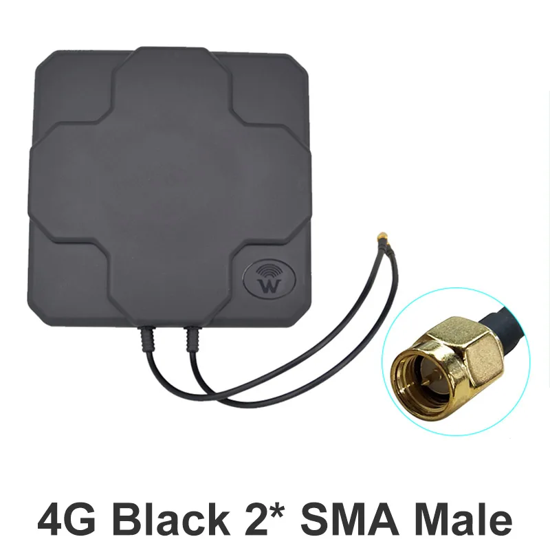 4G LTE Антенна N Мужской Женский SMA наружная панель 18dbi 698-2690MHz белый черный антенна mimo внешняя антенна для беспроводного маршрутизатора - Цвет: Black SMA Male