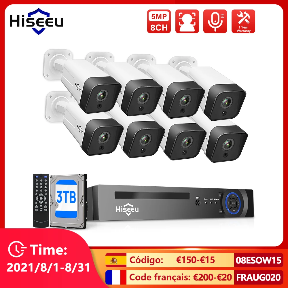 

Система видеонаблюдения Hiseeu IP POE 2 Мп 3 Мп 5 МП, комплект уличных и домашних 2-канальных камер, NVR с аудио и записью