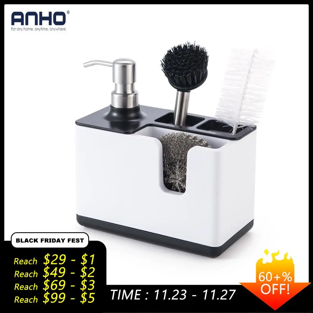 ANHO кухонная полка для хранения многофункциональная с диспенсером Пластиковая