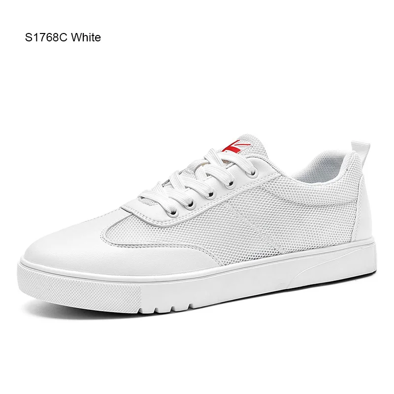 S1768C White Мужские дышащие кроссовки SUROM, летне-весенние повседневные износостойкие туфли с круглым носком, удобные белые туфли на плоской подошве - Цвет: S1768C White