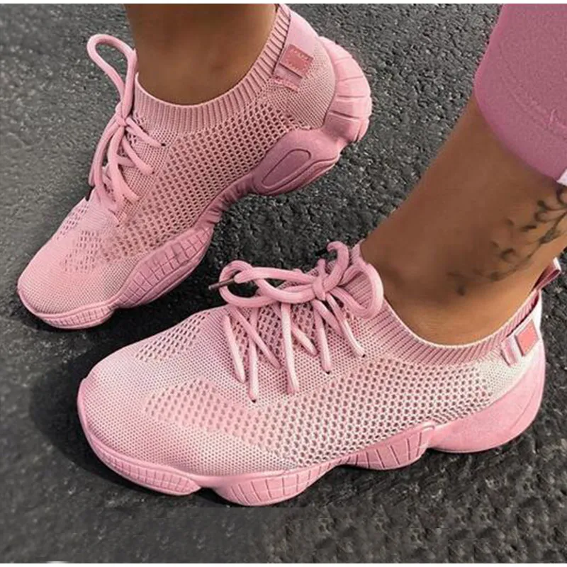 

Women Vulcanized Shoes Lace Up Female Sneakers Light Comfort Air Cushion Shoes Woman Casual Breathable Ladies Plus Size New