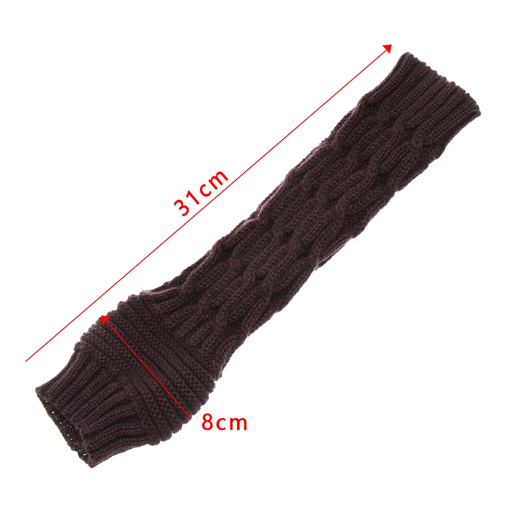 

1pair Autumn Winter Spring Warm Women Ladies Girl Solid Gloves Arm Warmer Long Fingerless Xmas Knitting Wool Mittens