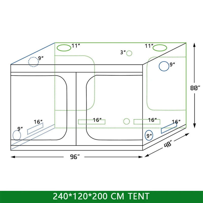Палатка для выращивания комнатных гидропонных теплиц 240*120*200 мм комнатный ящик