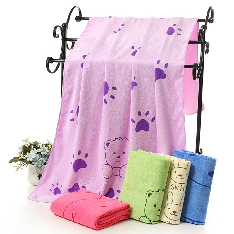 

70*140cm Microfiber Bath Towel Bear Printing Large Towels Soft Comfort Breathable Shower Towel Cartoon Home Supplies