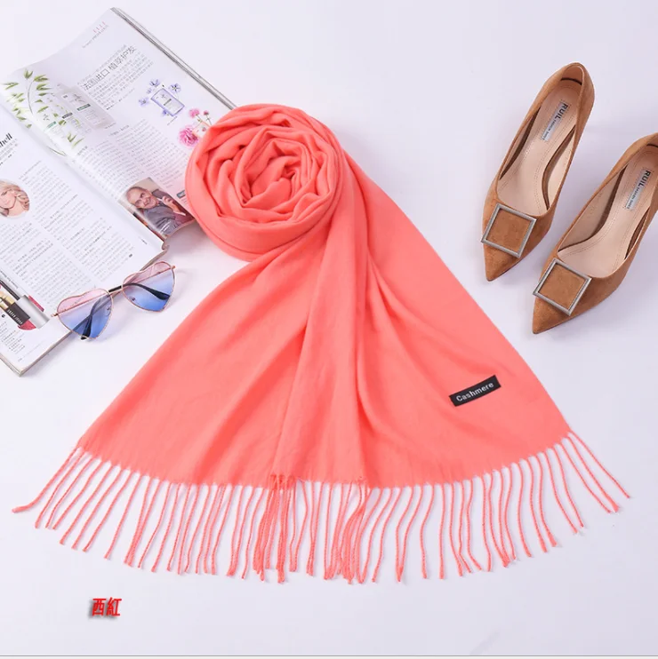 Женские одноцветные шарфы с кисточками женские тонкие длинные качественные