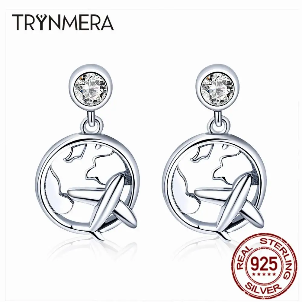 Trynmera женские серьги пусеты из серебра 925 пробы путешествие самолет