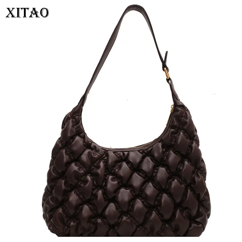 

XITAO Retro Diamond Bag New Trendy Fashion All-match High-end Sense of Armpit Shoulder Bag 2021 Solid Color Minority GWJ2583