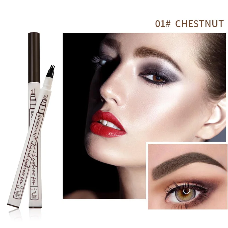 01 Chestnut 3 цвета, микроблейдинг, тату-ручка для бровей, тонкий эскиз, жидкая ручка для бровей, водостойкая тату, прочный карандаш для бровей, водостойкий - Цвет: 01 Chestnut